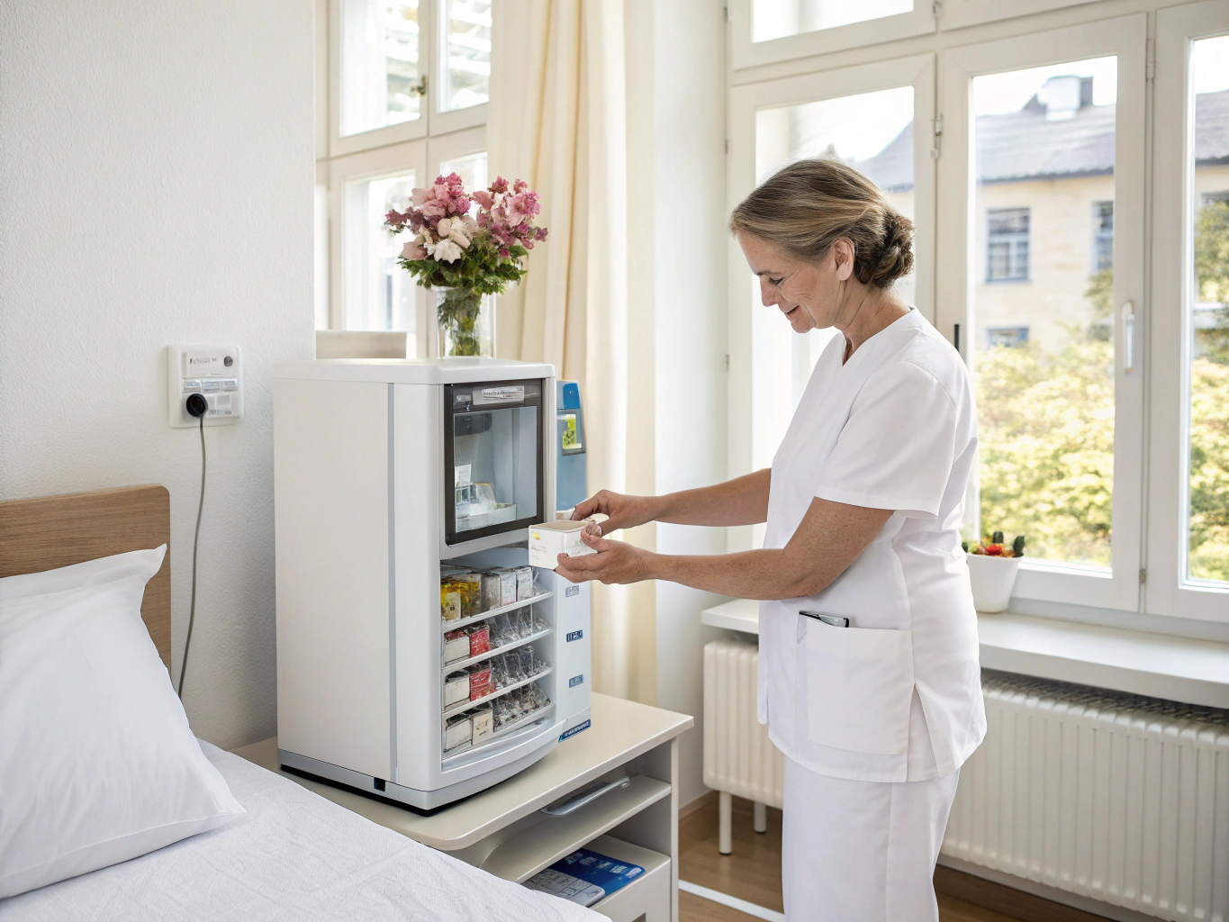 MedaCube medication dispenser on a clean home surface